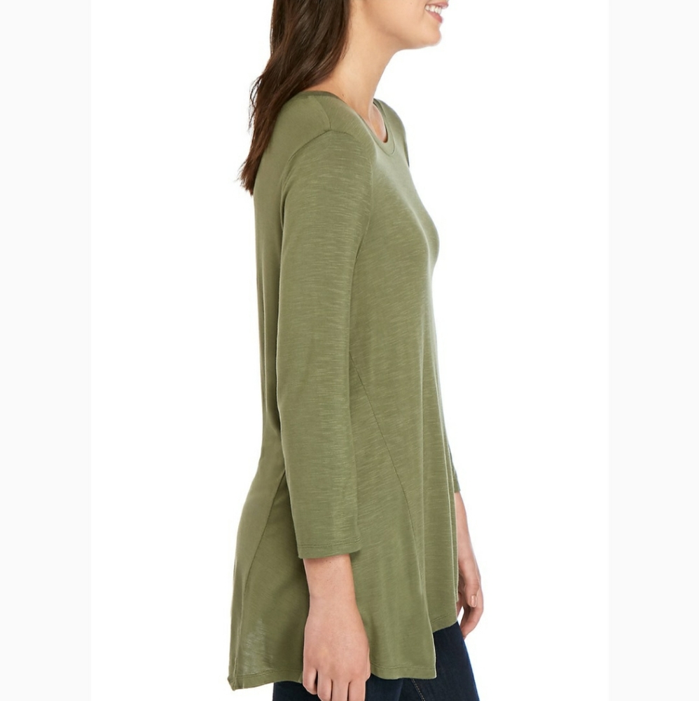 New Directions Green 3/4 Sleeve Knit T-Shirt Sz Small - Picture 3 of 3